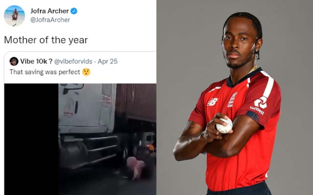 Watch: Jofra Archer reacts to an old video of a mother saving her child