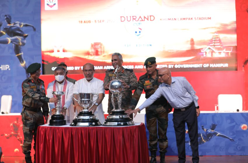  Manipur Chief Minister N. Biren Singh unveils the Durand Cup Trophies in Imphal