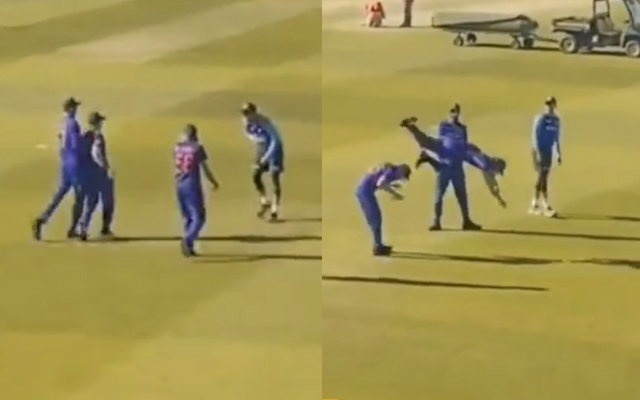  Watch: Ishan Kishan’s jump over a team-mate goes horribly wrong; fans laugh uncontrollably