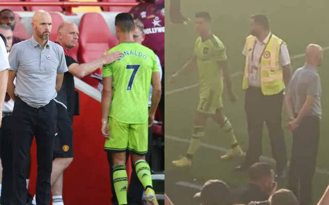  Watch: Cristiano Ronaldo Ignores Erik Ten Hag On The Touchline After United’s Humiliating Loss Against Brentford