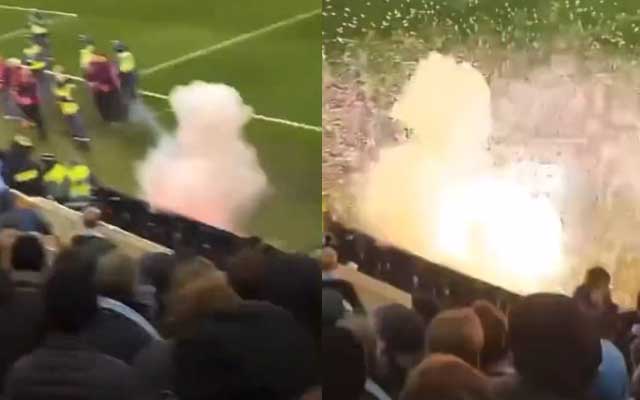  Watch: Fireworks explode near the stands during Europa League Fixture