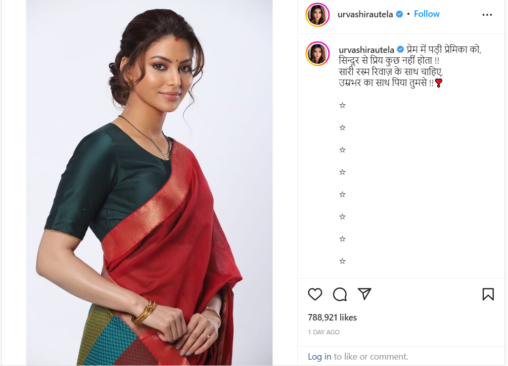 Urvashi Rautela's Instagram Post