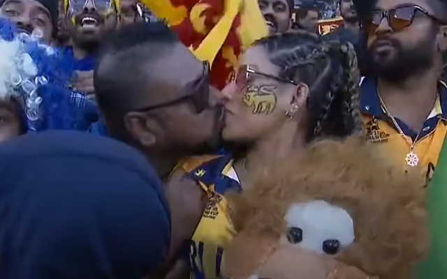  Cameraman shows a couple celebrating Sri Lanka’s win with a kiss, video goes viral