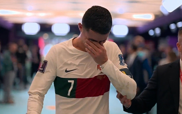  Watch: Cristiano Ronaldo goes back to dressing room sobbing after Morocco sends Portugal packing in quarterfinal