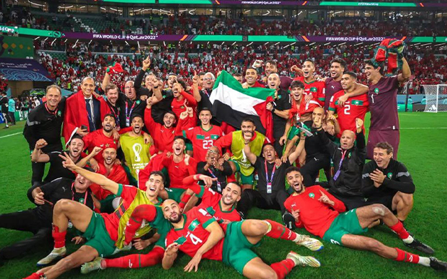  Morocco unfurls Palestine’s flag after kicking out Spain from FIFA World Cup 2022