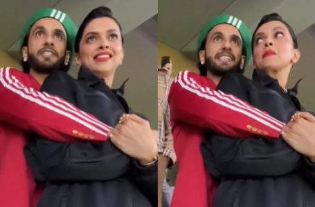 Watch: Ranveer Singh holds Deepika Padukone tightly before Lionel Messi’s goal