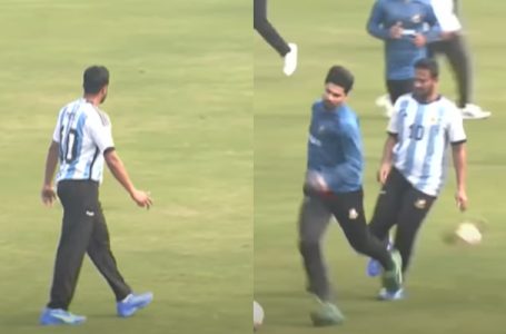 Watch: Shakib Al Hasan plays football with teammates in Argentina jersey