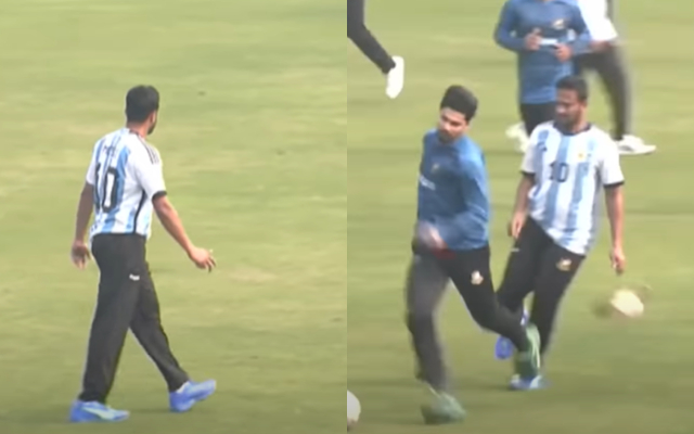  Watch: Shakib Al Hasan plays football with teammates in Argentina jersey