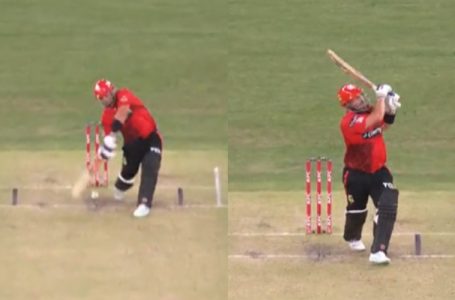 Watch: Aaron Finch deposits the ball into second tier against Perth Scorchers in BBL 2022-23