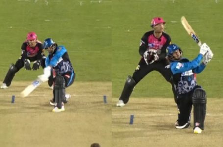 Colin de Grandhomme hits the ball into car park during Match 45 of BBL 2022-23