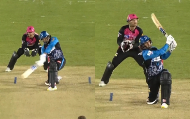  Colin de Grandhomme hits the ball into car park during Match 45 of BBL 2022-23