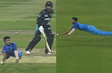 Watch: Washington Sundar pulls off a full-stretched diving catch on his own bowling vs NZ in 1st T20I
