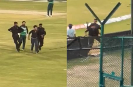 Watch: Security officials slap and escort ‘Pakistani JARVO’ off the field