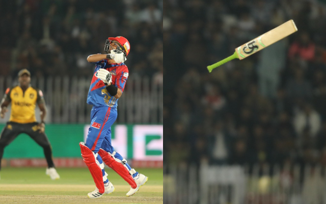  Watch: Shoaib Malik loses his bat and his wicket against Peshawar Zalmi during PSL 8