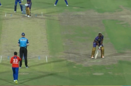 WATCH: Andre Russell spotted shadow batting facing wrong side when Kuldeep Yadav was on hattrick against KKR in IPL 2023