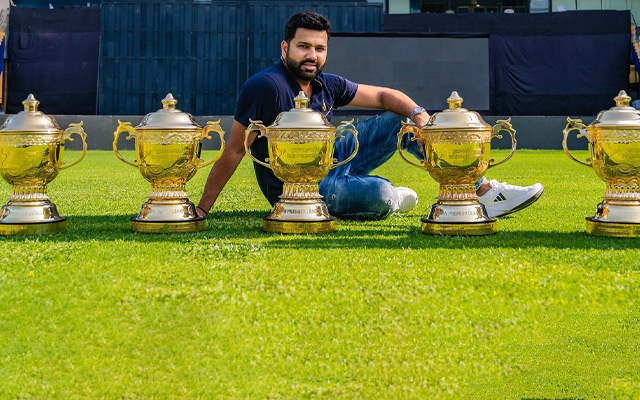  ‘Kitna show off karega vadapav’ – Fans react over Rohit Sharma’s photoshoot with five IPL trophies