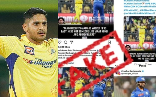  ‘Welcome to PR era’ – Tushar Deshpande gives clarification after his fake quote about Rohit Sharma goes viral post CSK’s win over MI