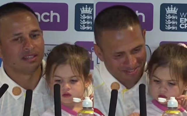  WATCH: Usman Khawaja attends post-day press conference with his daughter