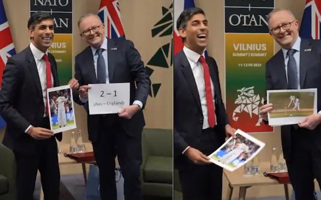  WATCH: Rishi Sunak and Anthony Albanese indulge in funny banter on Ashes 2023 during NATO Summit