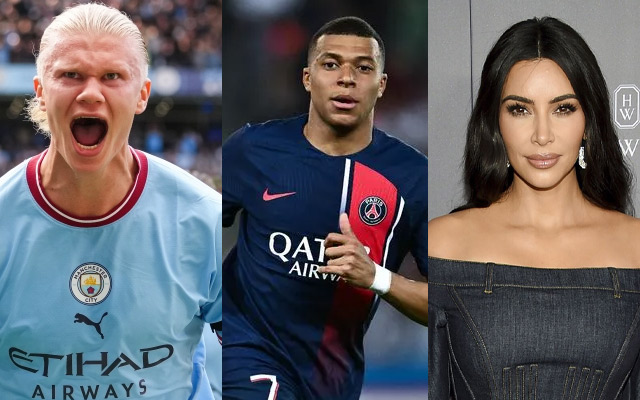  Erling Haaland and Kylian Mbappe meet Kim Kardashian at Michael Rubin’s party