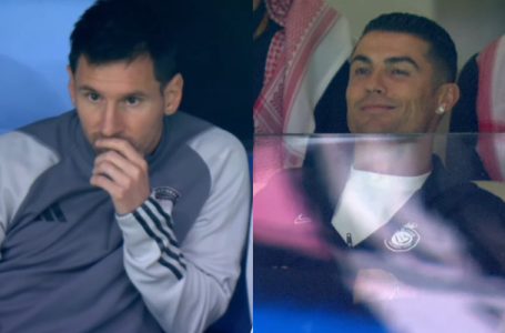 WATCH: Cristiano Ronaldo smiles as he watches worried Lionel Messi on big screen